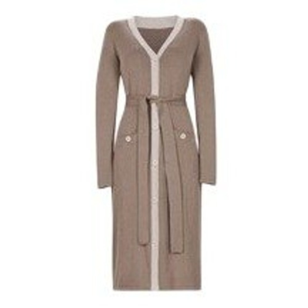 Cabi Longline Genteel Cardigan Sweater Dress Office Siren Earthy Career Sz M